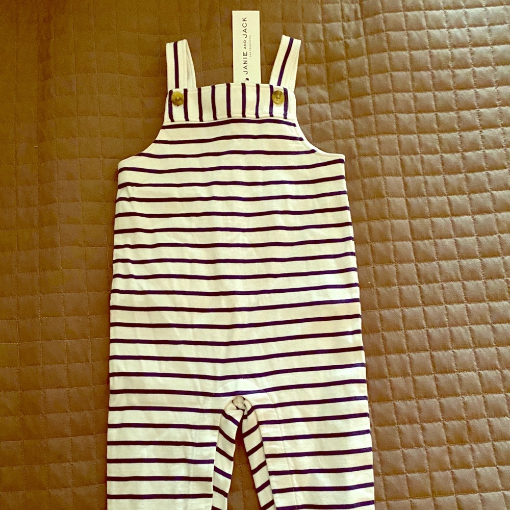 NWT Janie and Jack Striped Overalls 6-12months